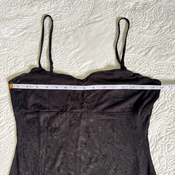 Beautiful Black Sheer Dress With Floral Rose Print Women's Size Large - Picture 6 of 9